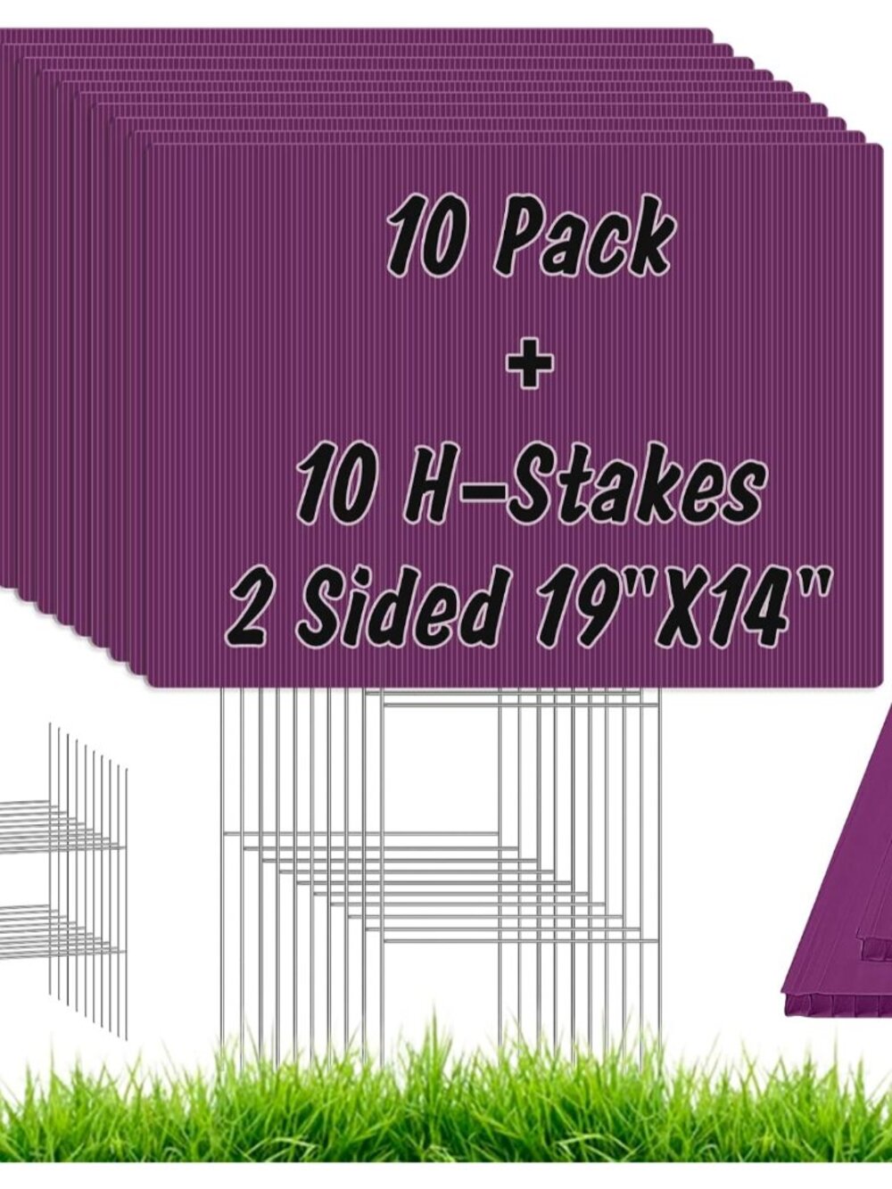 10 Pack Blank Yard Signs with Stakes, 19 x 14 Inches Purple Garden Yard Signs Ya